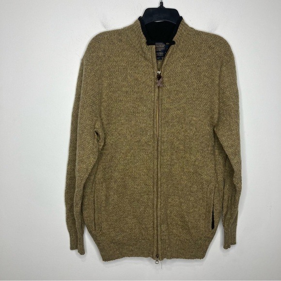 Pendleton washable wool full zip sweater 100% Shetland wool size large brown - Picture 1 of 5